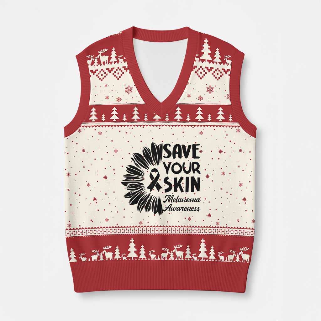 Skin Cancer Fighter V-Neck Knit Sweater Vest Save Your Skin