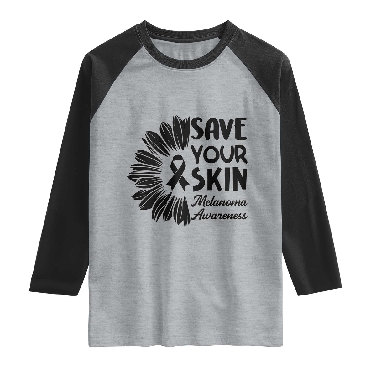 Skin Cancer Fighter Raglan Shirt Save Your Skin