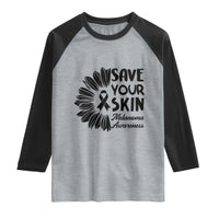 Skin Cancer Fighter Raglan Shirt Save Your Skin