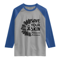 Skin Cancer Fighter Raglan Shirt Save Your Skin