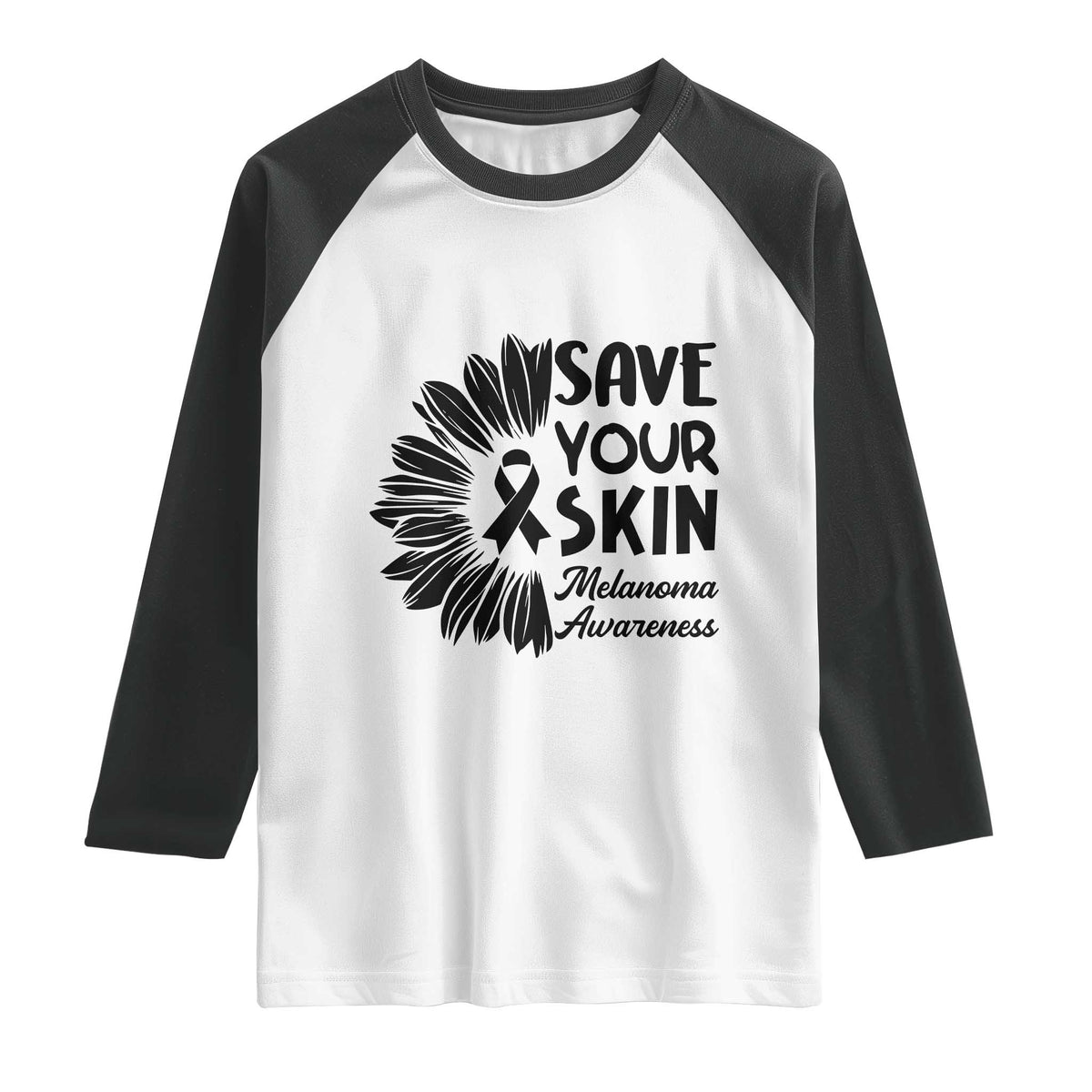 Skin Cancer Fighter Raglan Shirt Save Your Skin