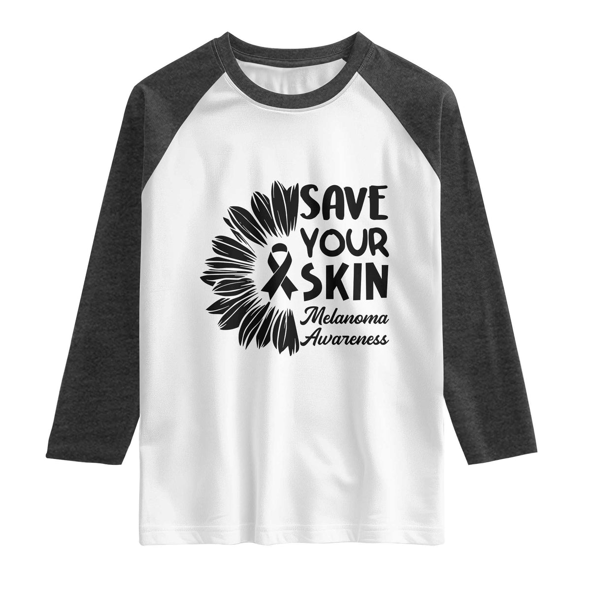 Skin Cancer Fighter Raglan Shirt Save Your Skin