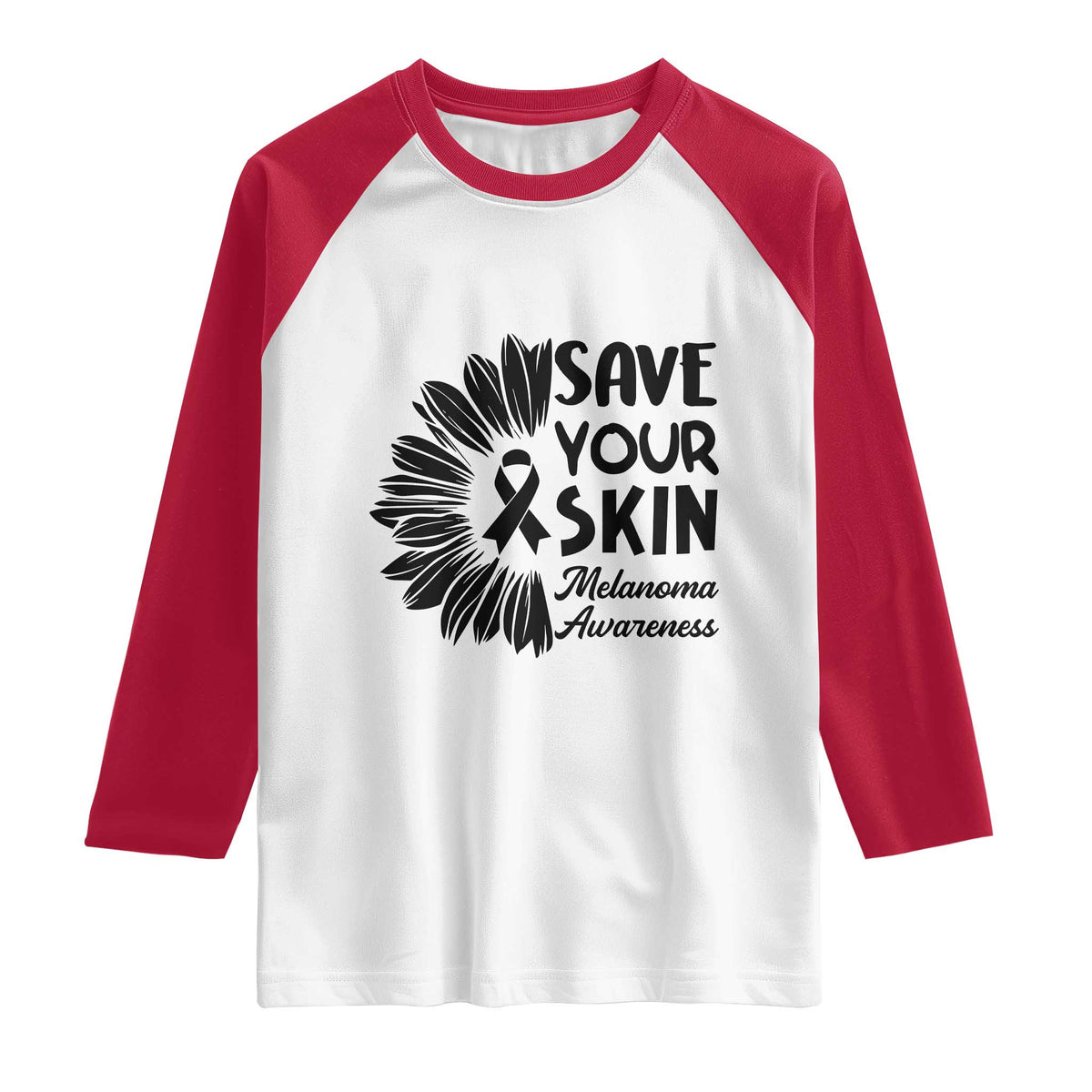 Skin Cancer Fighter Raglan Shirt Save Your Skin