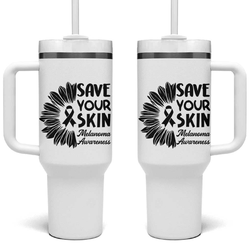 Skin Cancer Fighter Tumbler With Handle Save Your Skin