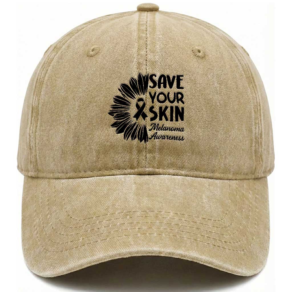 Skin Cancer Fighter Washed Cotton Baseball Cap Save Your Skin