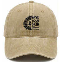 Skin Cancer Fighter Washed Cotton Baseball Cap Save Your Skin