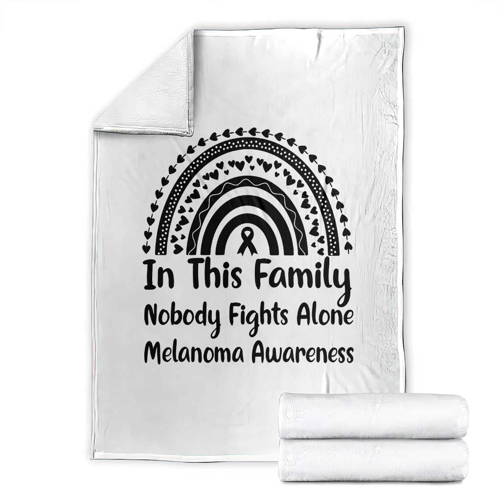 In This Family Nobody Fights Alone Throw Blanket Melanoma Warrior Support