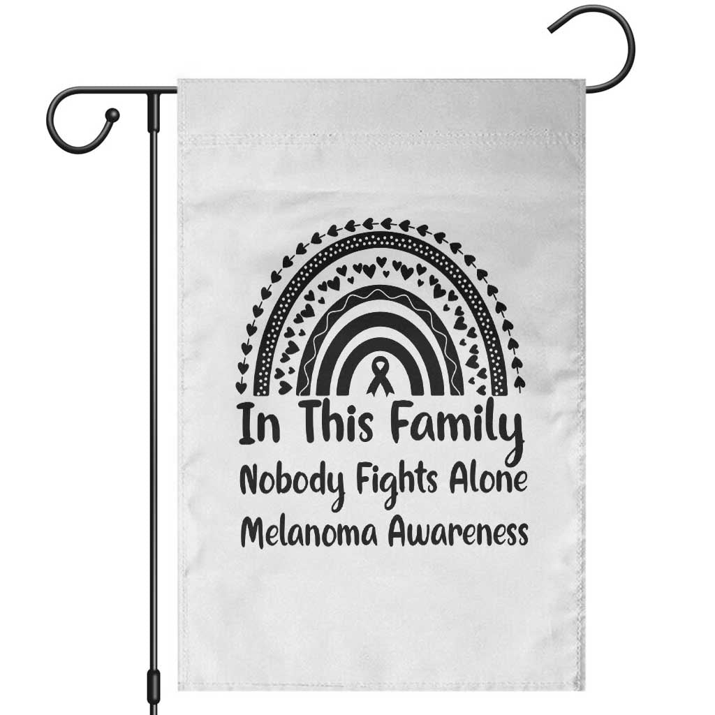 In This Family Nobody Fights Alone Garden Flag Melanoma Warrior Support