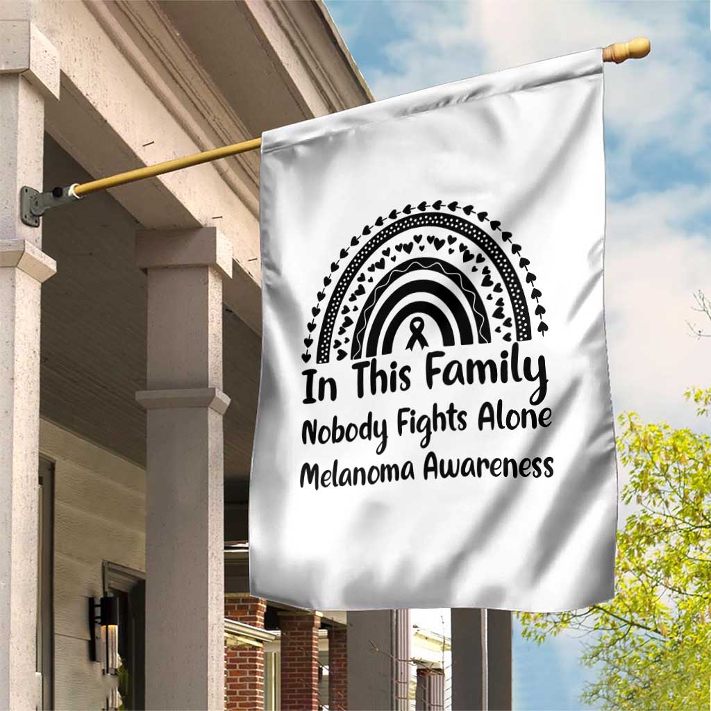 In This Family Nobody Fights Alone Garden Flag Melanoma Warrior Support