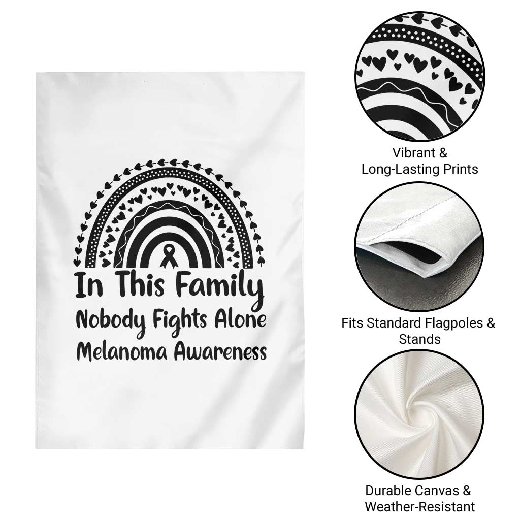 In This Family Nobody Fights Alone Garden Flag Melanoma Warrior Support