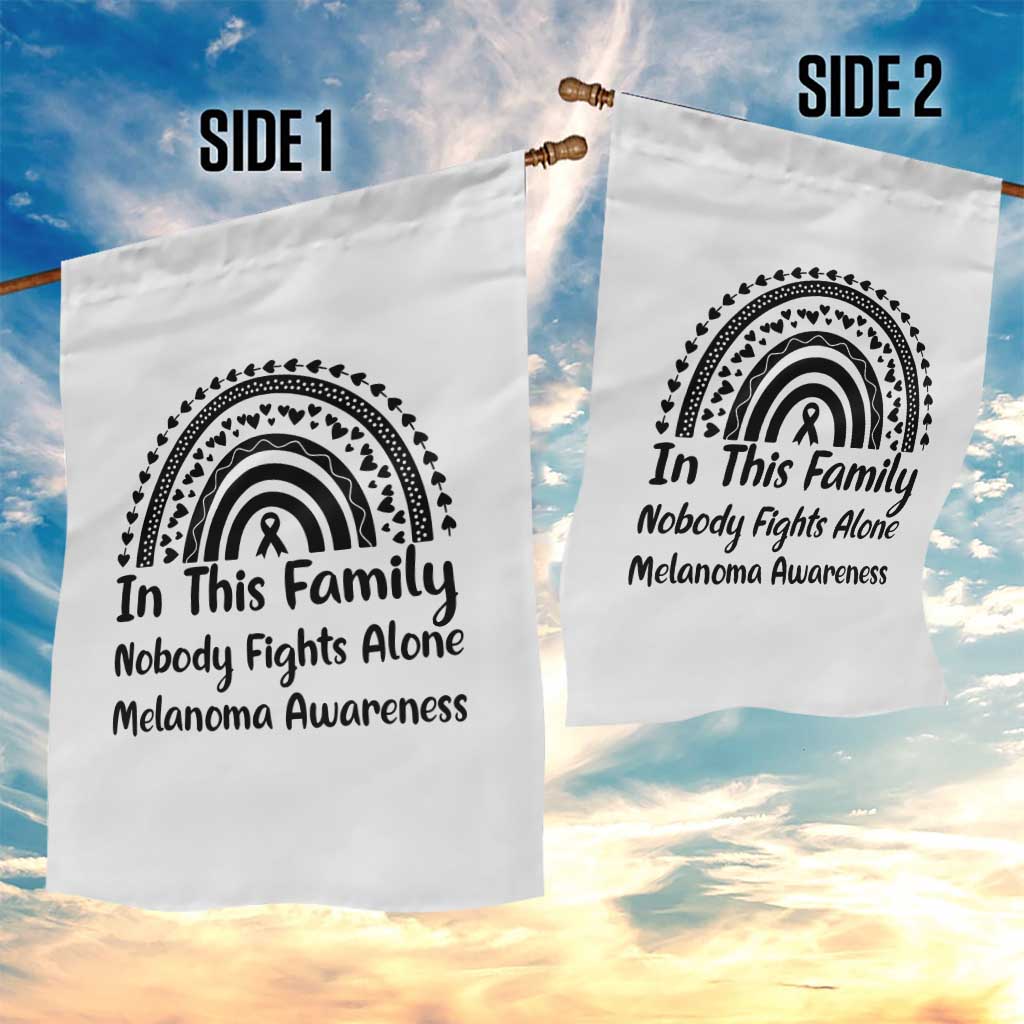 In This Family Nobody Fights Alone Garden Flag Melanoma Warrior Support
