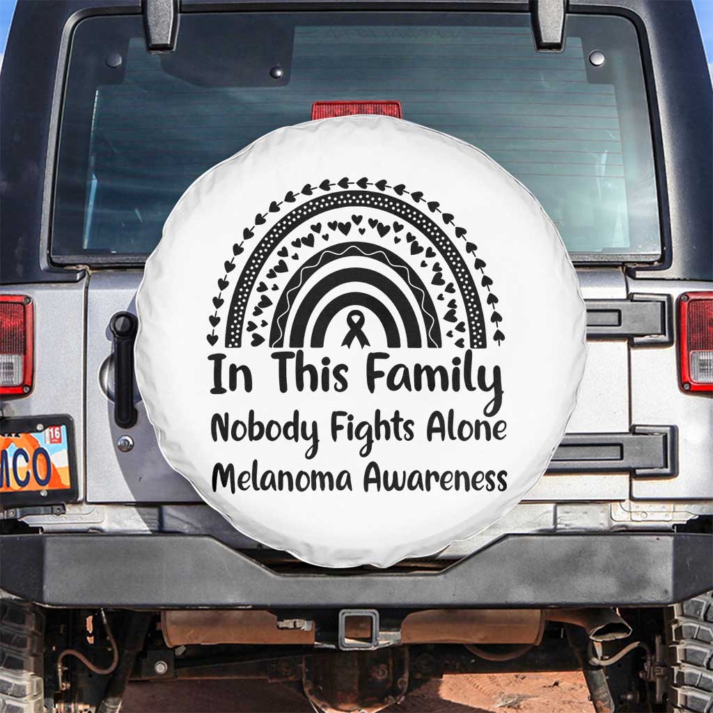 In This Family Nobody Fights Alone Spare Tire Cover Melanoma Warrior Support