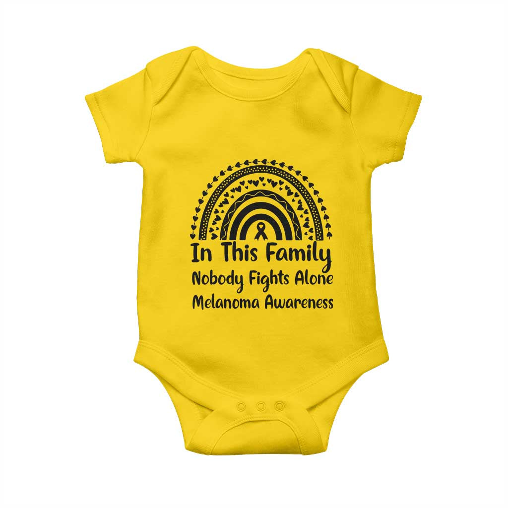 In This Family Nobody Fights Alone Baby Onesie Melanoma Warrior Support