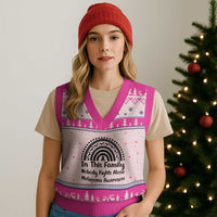 In This Family Nobody Fights Alone V-Neck Knit Sweater Vest Melanoma Warrior Support