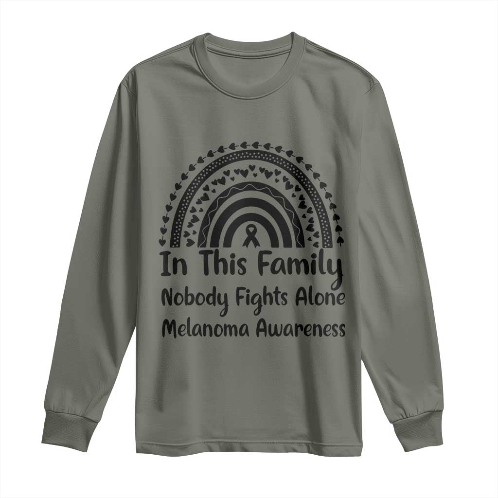 In This Family Nobody Fights Alone Long Sleeve Shirt Melanoma Warrior Support