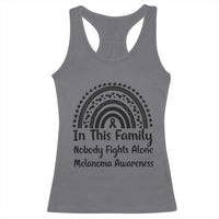 In This Family Nobody Fights Alone Racerback Tank Top Melanoma Warrior Support