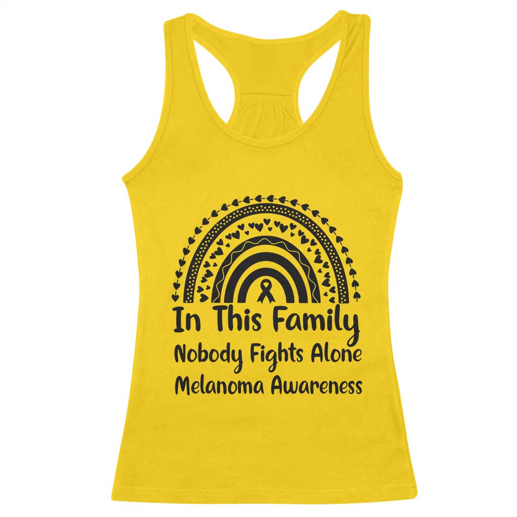 In This Family Nobody Fights Alone Racerback Tank Top Melanoma Warrior Support