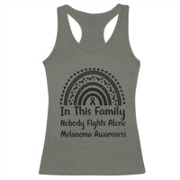 In This Family Nobody Fights Alone Racerback Tank Top Melanoma Warrior Support