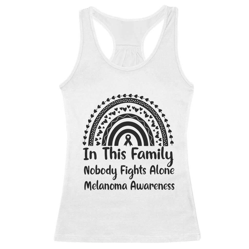 In This Family Nobody Fights Alone Racerback Tank Top Melanoma Warrior Support
