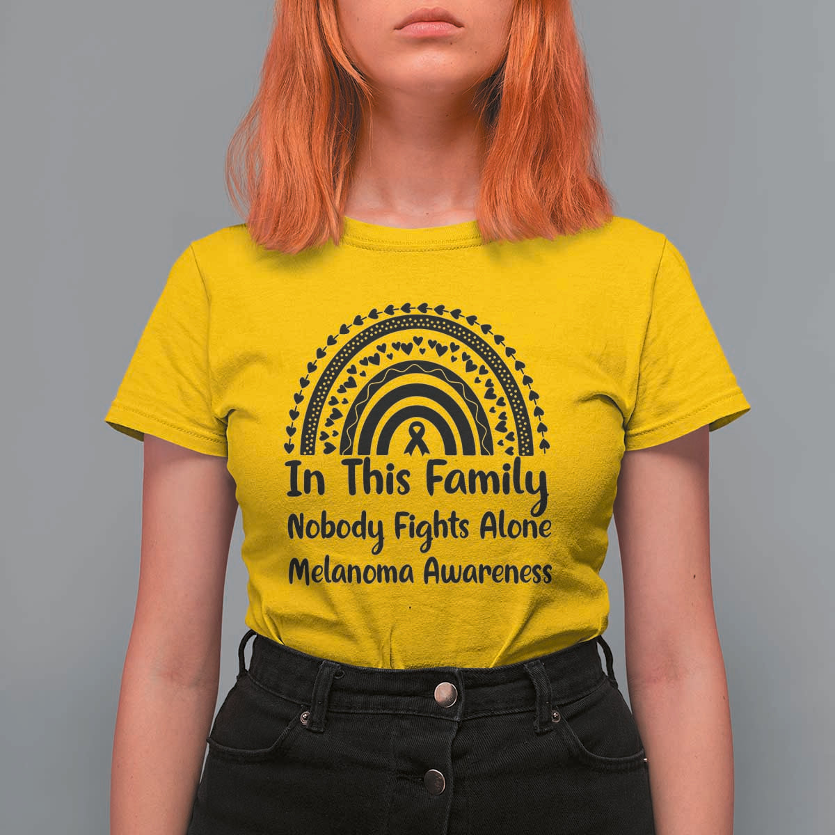 In This Family Nobody Fights Alone T Shirt For Women Melanoma Warrior Support