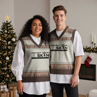 Melanoma Prevention Awareness V-Neck Knit Sweater Vest Protect Your Skin