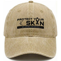 Melanoma Prevention Awareness Washed Cotton Baseball Cap Protect Your Skin