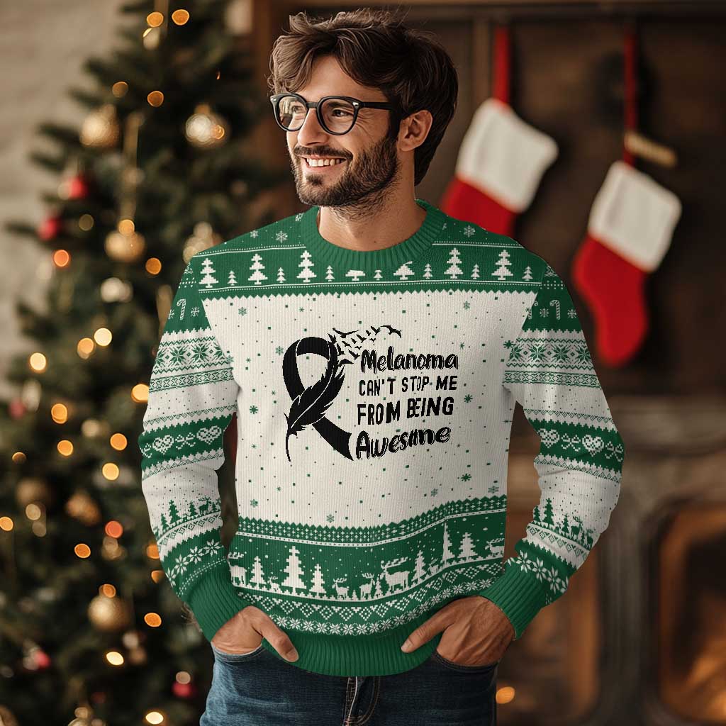Melanoma Cant Stop Me From Being Awesome Ugly Christmas Sweater Support Squad Gift