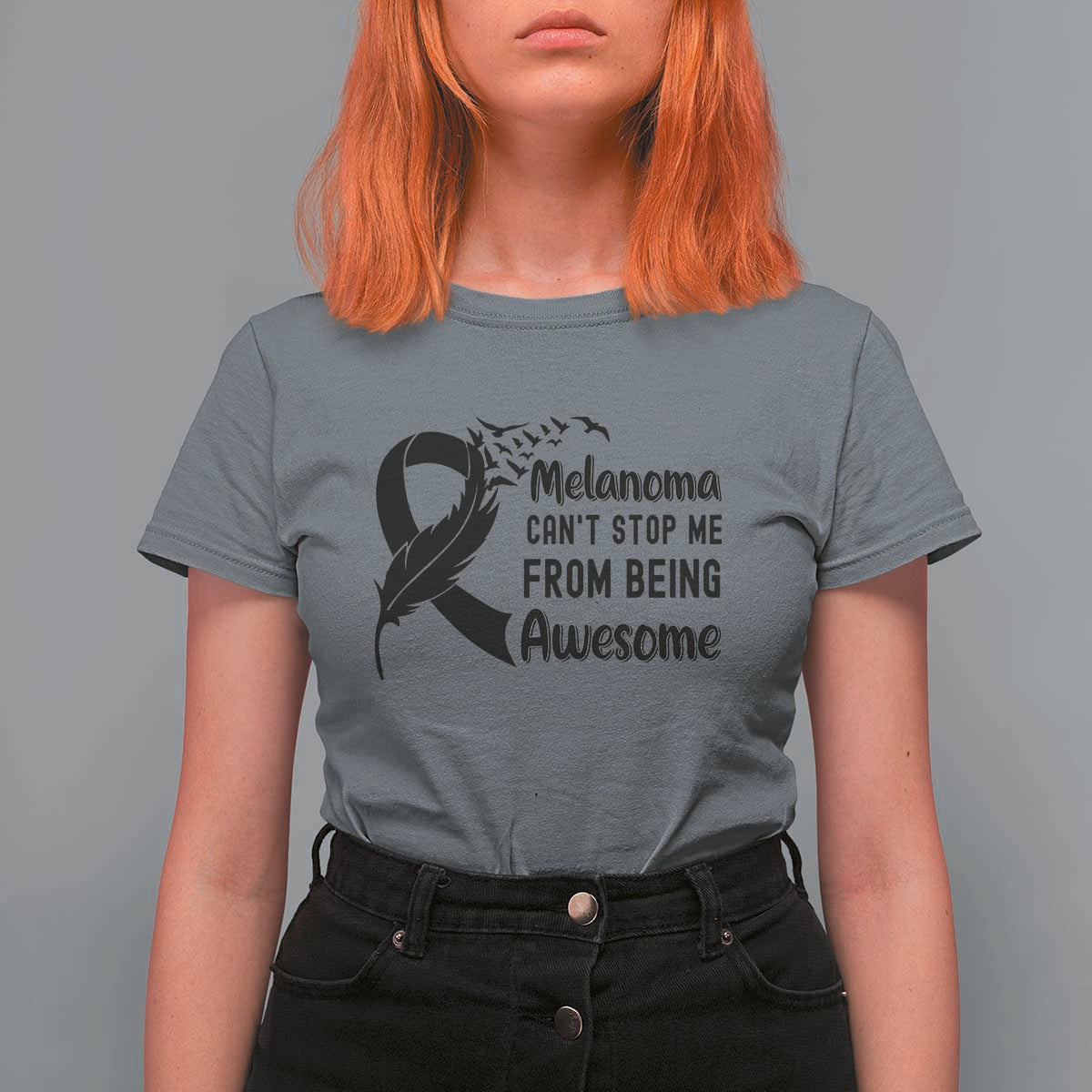 Melanoma Cant Stop Me From Being Awesome T Shirt For Women Support Squad Gift