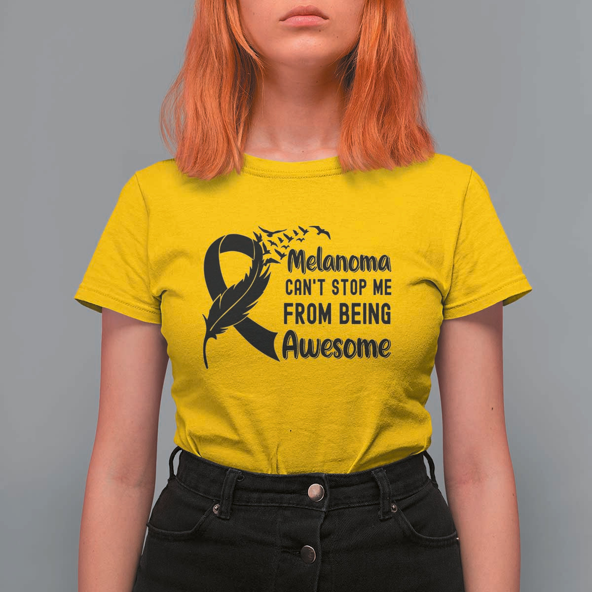 Melanoma Cant Stop Me From Being Awesome T Shirt For Women Support Squad Gift