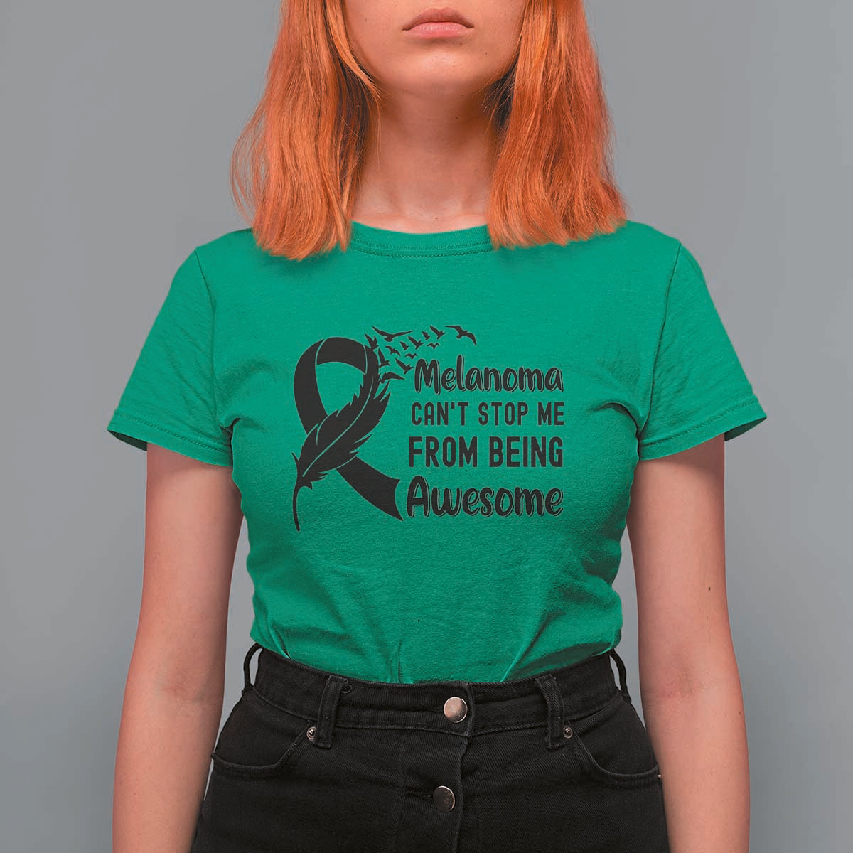 Melanoma Cant Stop Me From Being Awesome T Shirt For Women Support Squad Gift