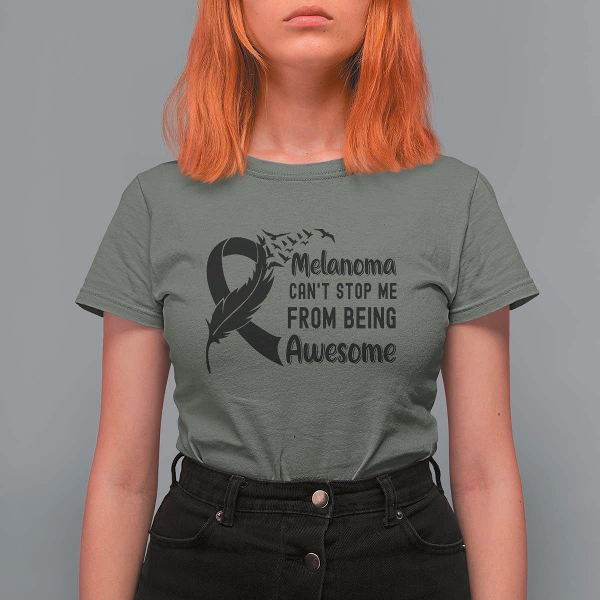 Melanoma Cant Stop Me From Being Awesome T Shirt For Women Support Squad Gift