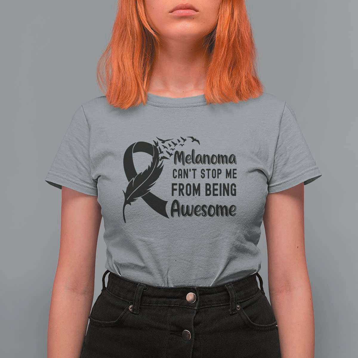 Melanoma Cant Stop Me From Being Awesome T Shirt For Women Support Squad Gift