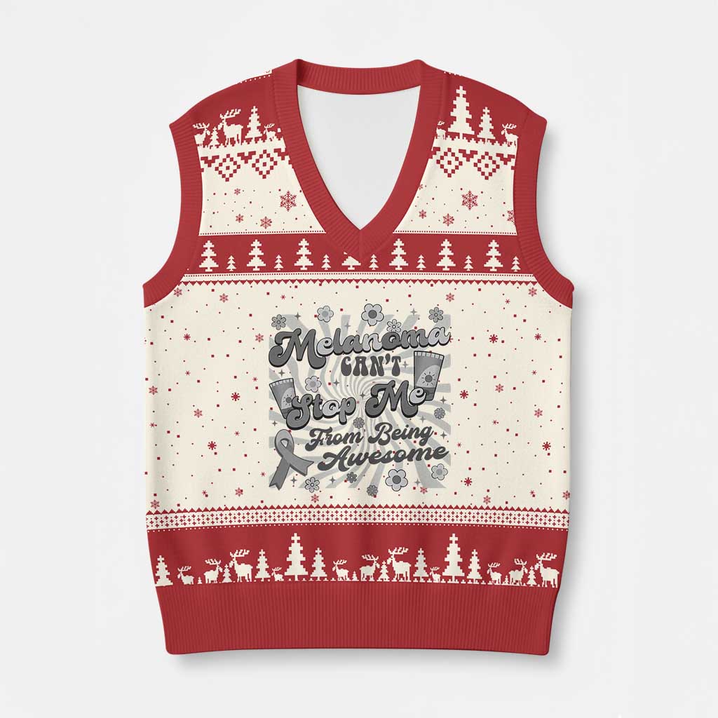 Melanoma Awareness Support Squad V-Neck Knit Sweater Vest Melanoma Can't Stop Me