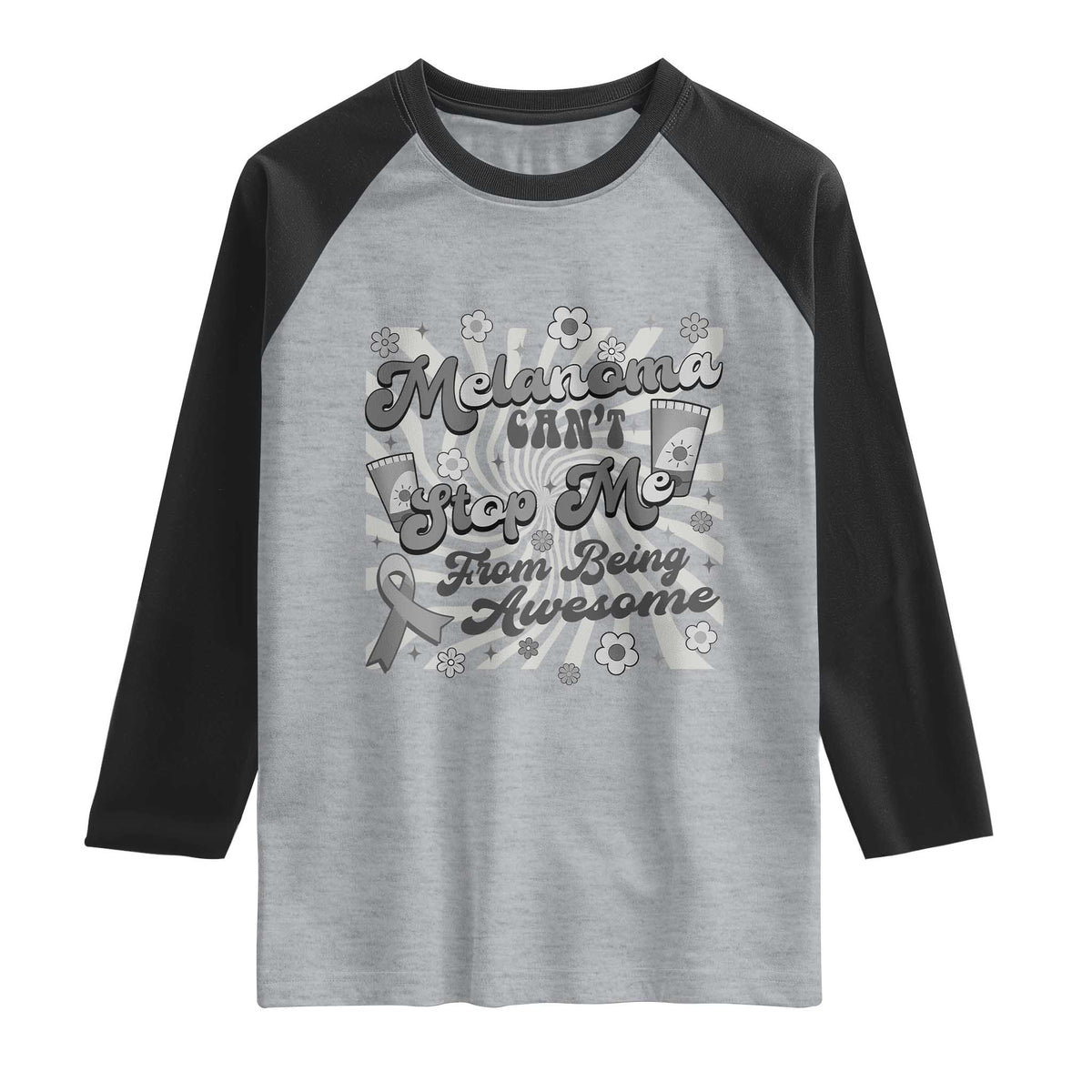 Melanoma Awareness Support Squad Raglan Shirt Melanoma Can't Stop Me
