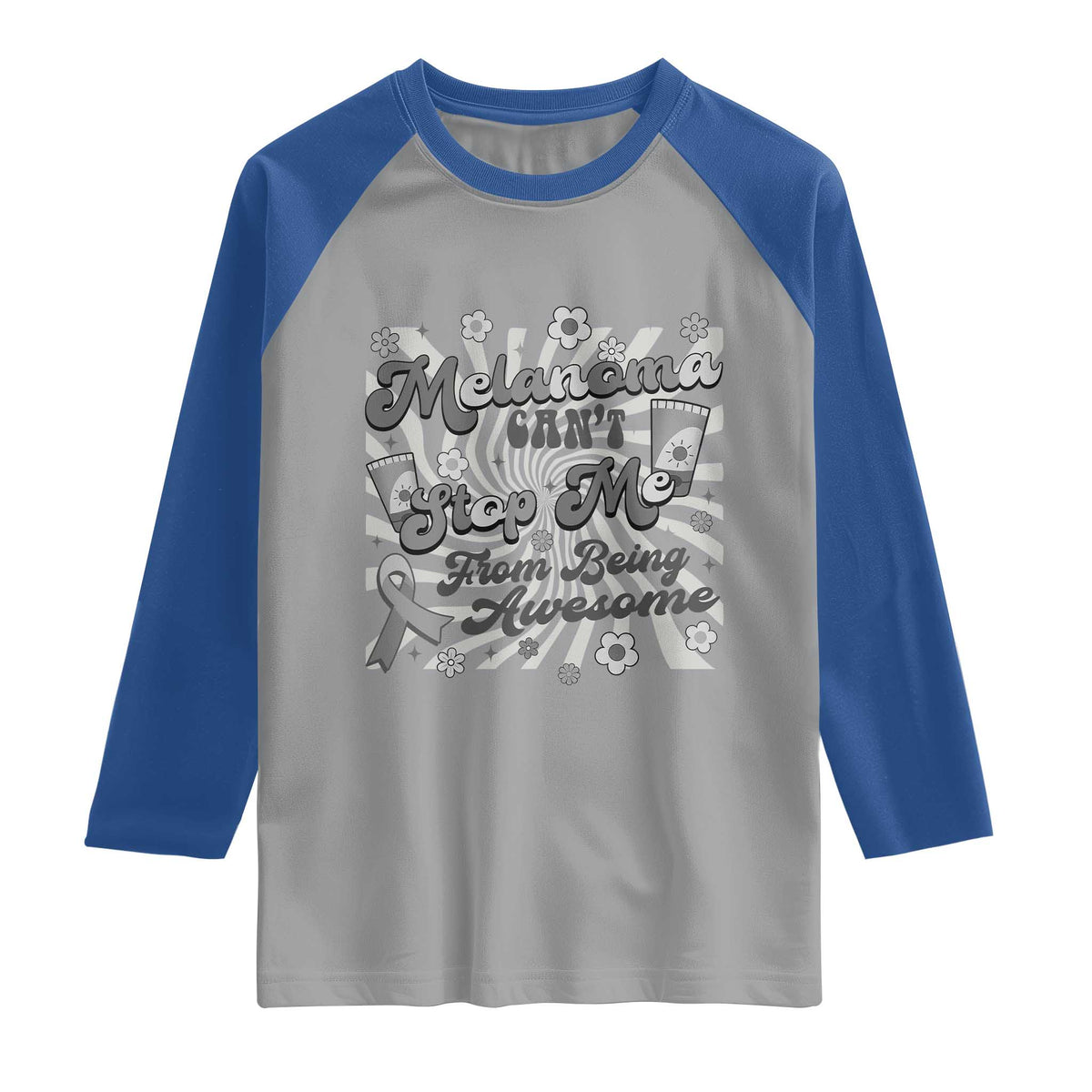Melanoma Awareness Support Squad Raglan Shirt Melanoma Can't Stop Me