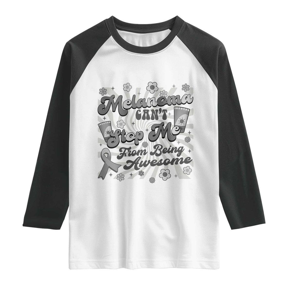 Melanoma Awareness Support Squad Raglan Shirt Melanoma Can't Stop Me