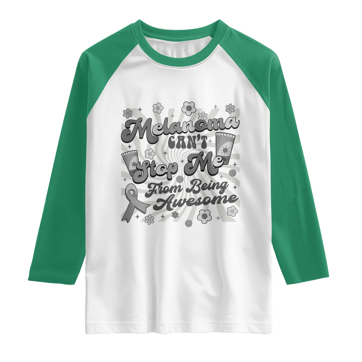 Melanoma Awareness Support Squad Raglan Shirt Melanoma Can't Stop Me