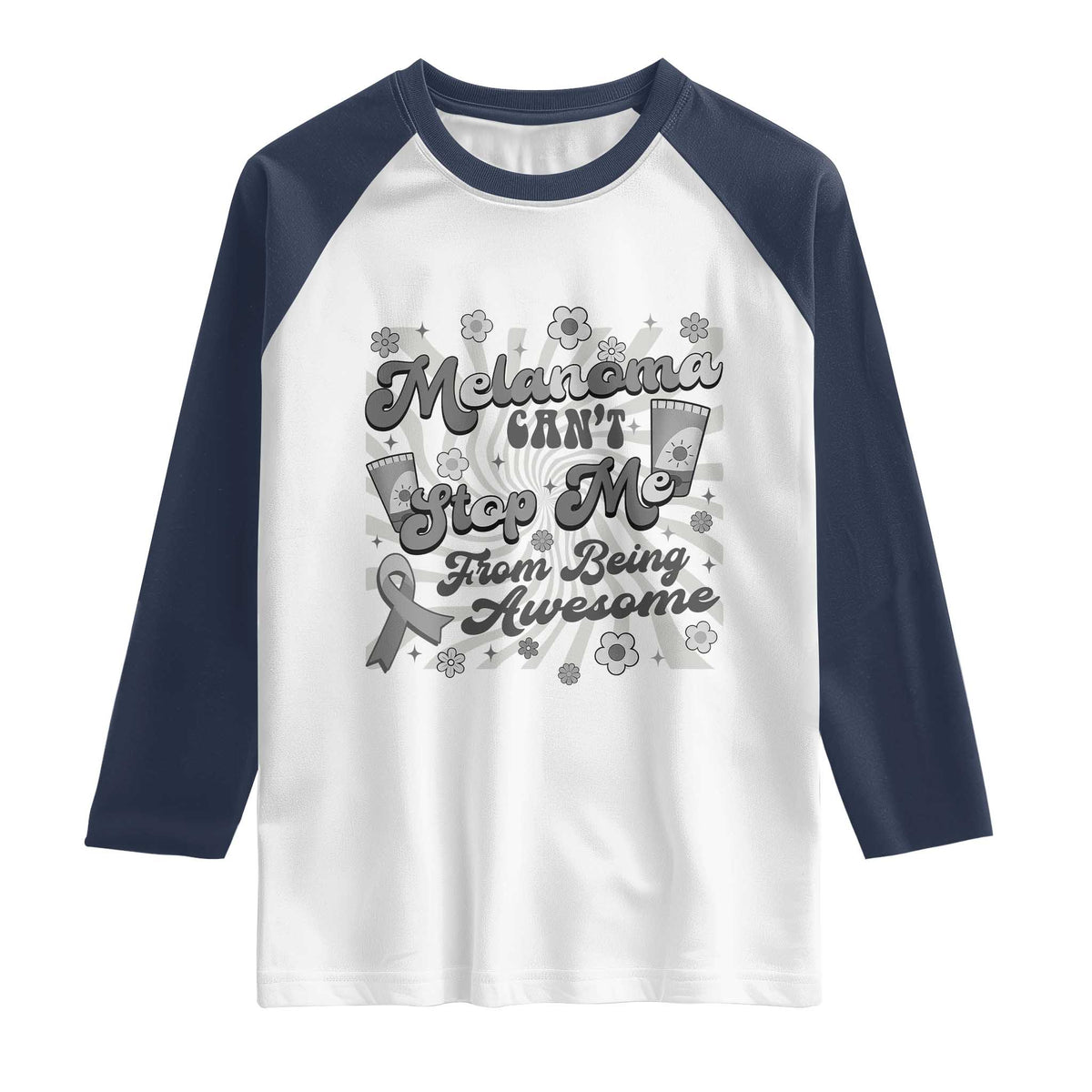 Melanoma Awareness Support Squad Raglan Shirt Melanoma Can't Stop Me