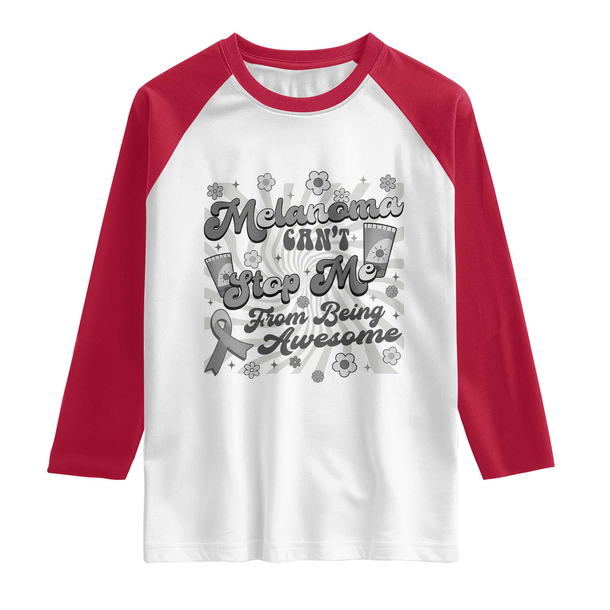 Melanoma Awareness Support Squad Raglan Shirt Melanoma Can't Stop Me