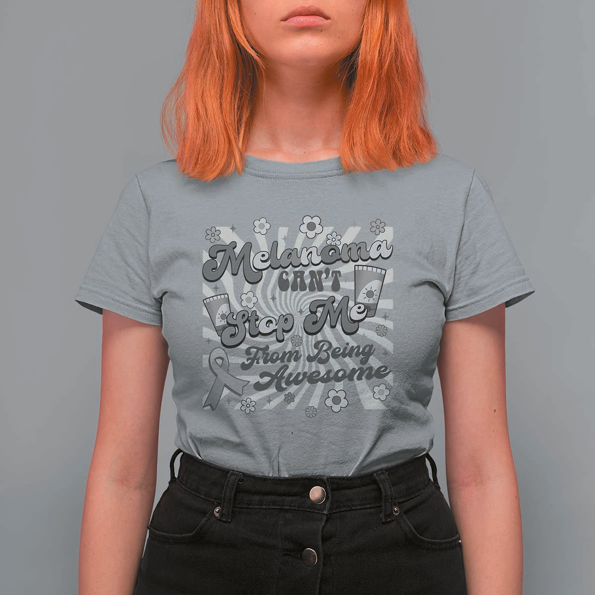 Melanoma Awareness Support Squad T Shirt For Women Melanoma Can't Stop Me