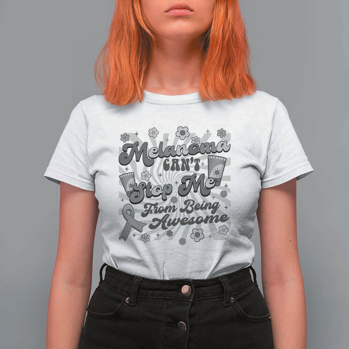 Melanoma Awareness Support Squad T Shirt For Women Melanoma Can't Stop Me