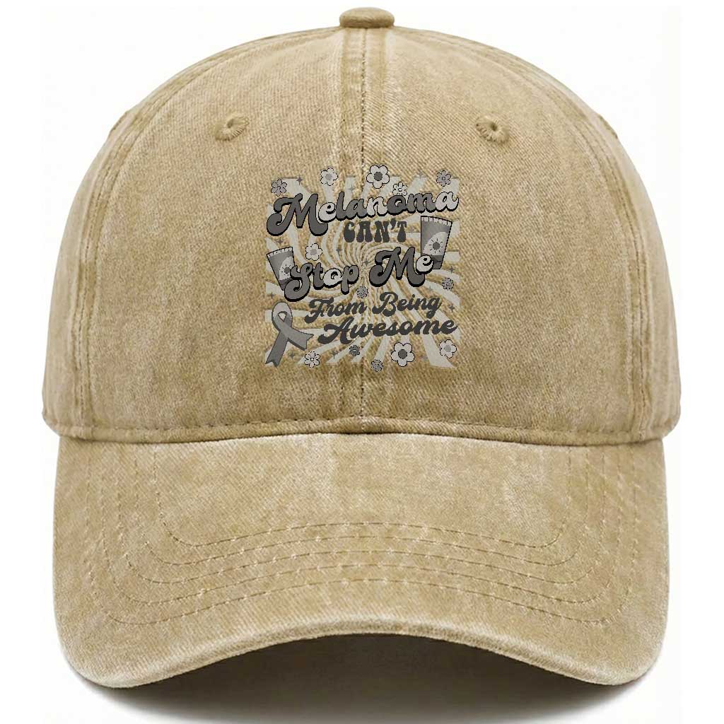 Melanoma Awareness Support Squad Washed Cotton Baseball Cap Melanoma Can't Stop Me