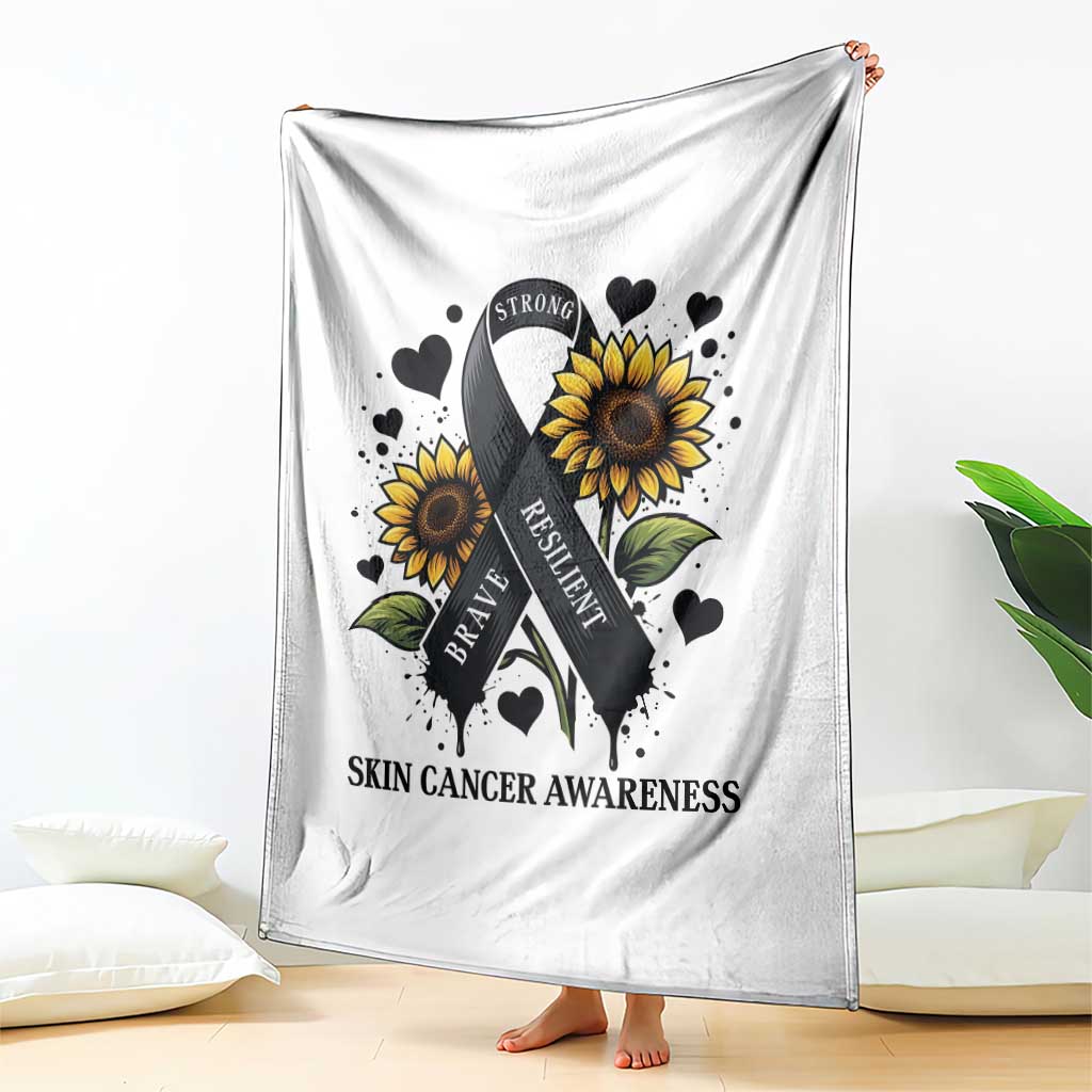 Sunflower Skin Cancer Awareness Throw Blanket Brave Strong Resilient