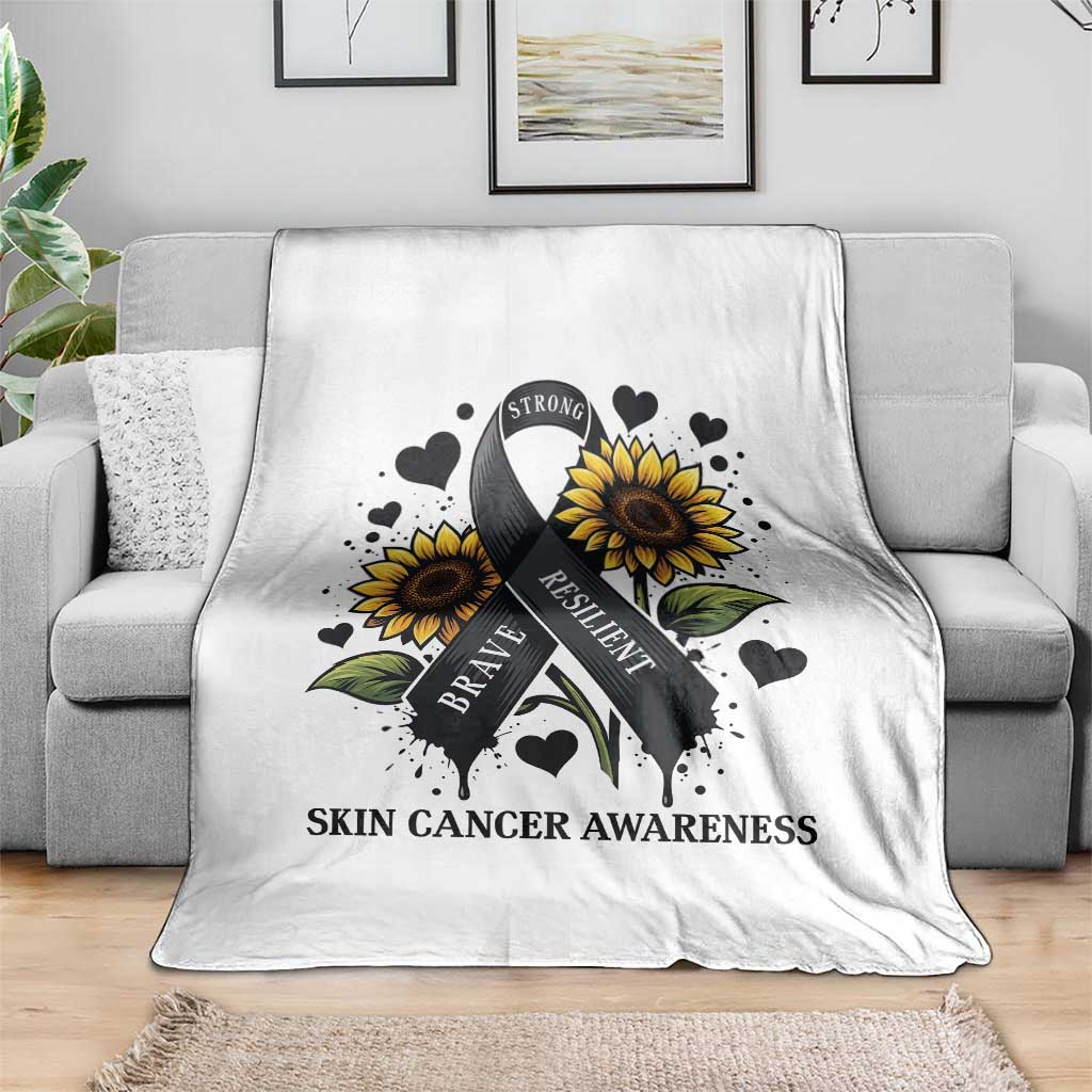 Sunflower Skin Cancer Awareness Throw Blanket Brave Strong Resilient