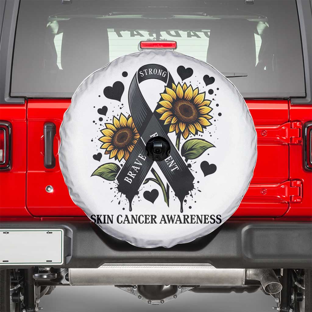 Sunflower Skin Cancer Awareness Spare Tire Cover Brave Strong Resilient