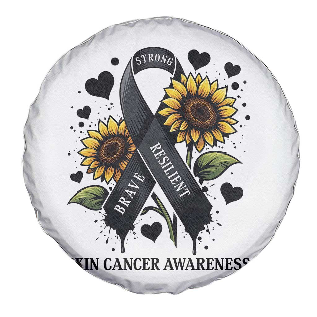 Sunflower Skin Cancer Awareness Spare Tire Cover Brave Strong Resilient