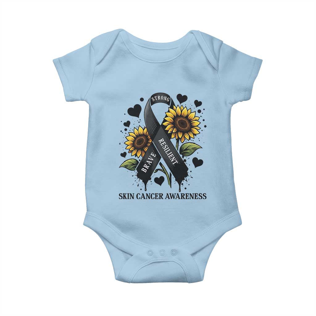Sunflower Skin Cancer Awareness Baby Onesie Brave Strong Resilient