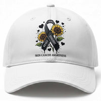 Sunflower Skin Cancer Awareness Baseball Cap Brave Strong Resilient