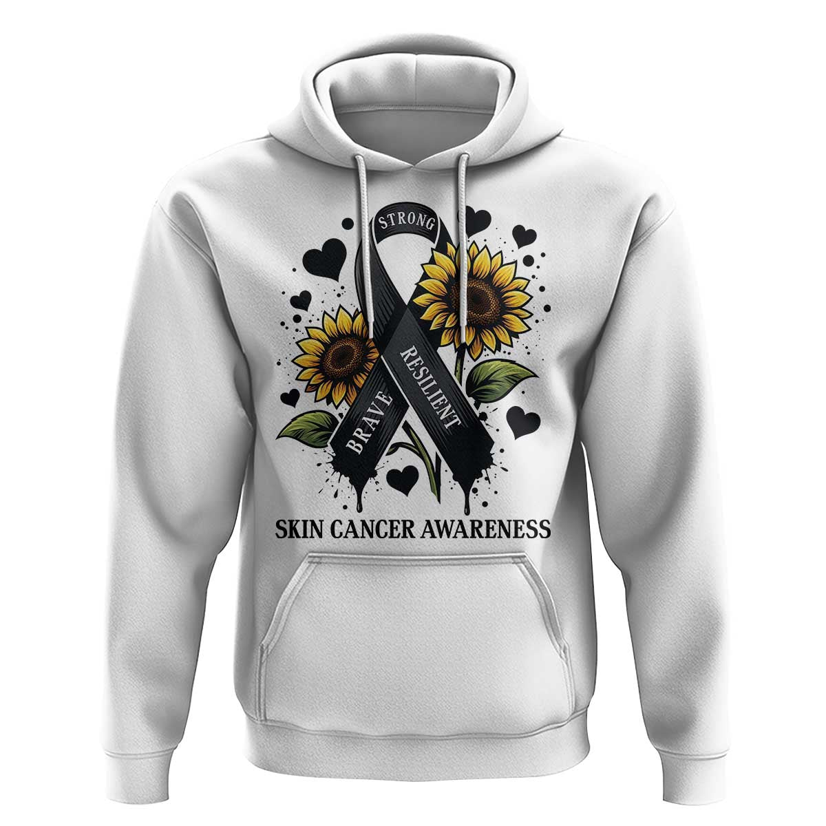 Sunflower Skin Cancer Awareness Hoodie Brave Strong Resilient