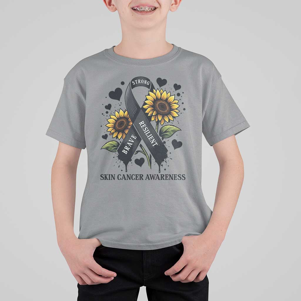 Sunflower Skin Cancer Awareness T Shirt For Kid Brave Strong Resilient